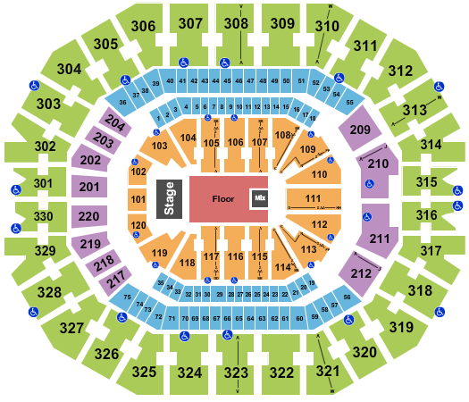 KFC Yum! Center Seating Chart: Endstage GA Floor 2