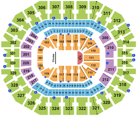 KFC Yum! Center Seating Chart: Rodeo/VIP Party Pit