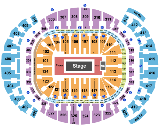 Kaseya Center Seating Chart: Center Stage 1