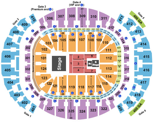 Kaseya Center Seating Chart: Endstage with B Stage
