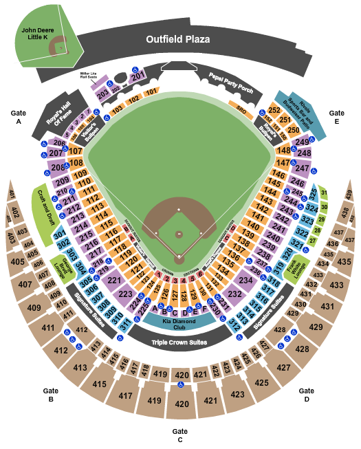 Kauffman Stadium Seating Chart: Baseball
