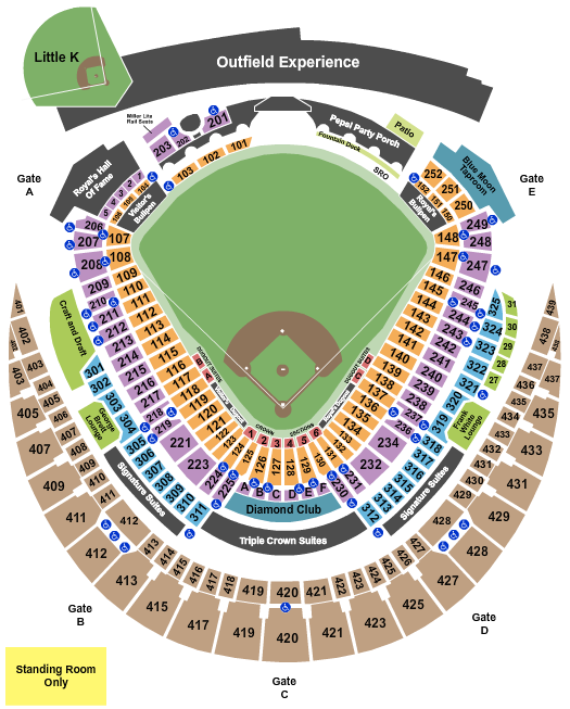 Kauffman Stadium Seating Chart: Baseball