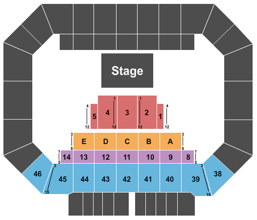 Kay Yeager Coliseum Seating Chart: Theatre Floor 1-5