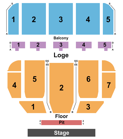 Keith Albee Theater Seating Chart: End Stage Pit