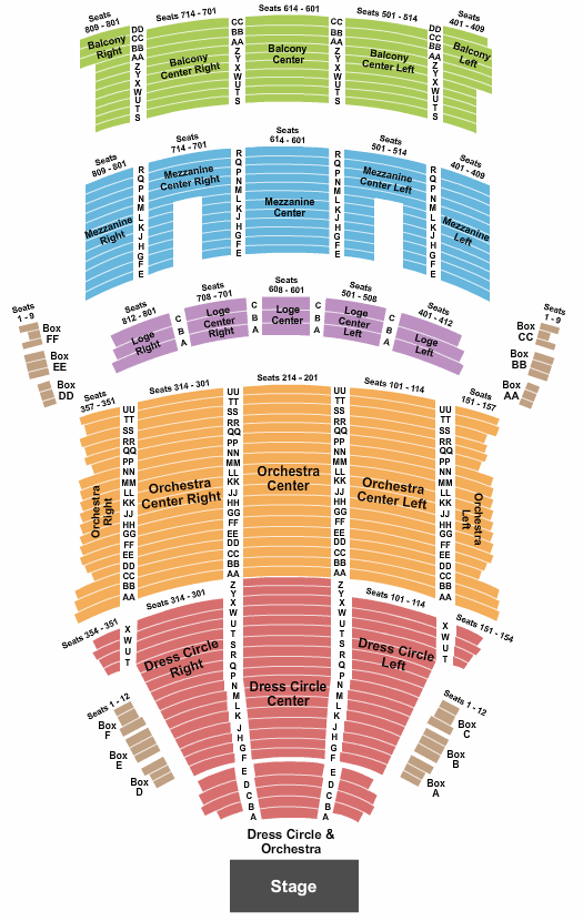 KeyBank State Theatre Seating Chart: End Stage