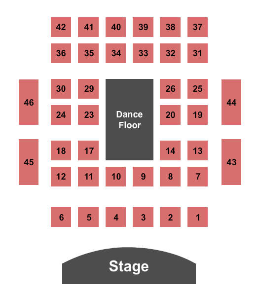 Key West Theater Seating Chart: Endstage - Center Dance Floor