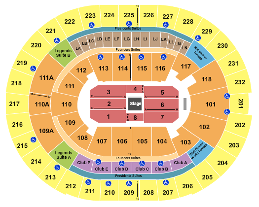 Kia Center Seating Chart: Center Stage 4