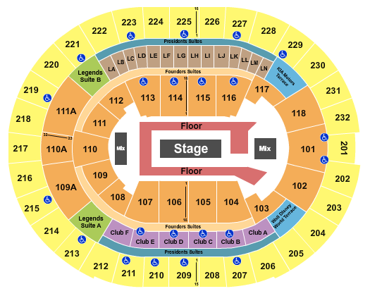 Kia Center Seating Chart: Center Stage GA Floor
