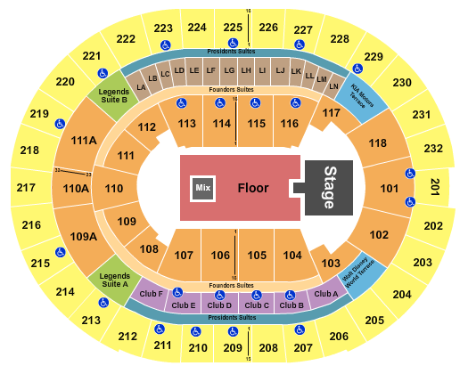 Kia Center Seating Chart: Endstage GA Floor with Catwalk