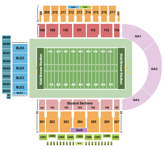 Kidd Brewer Stadium Seating Chart: Football 3