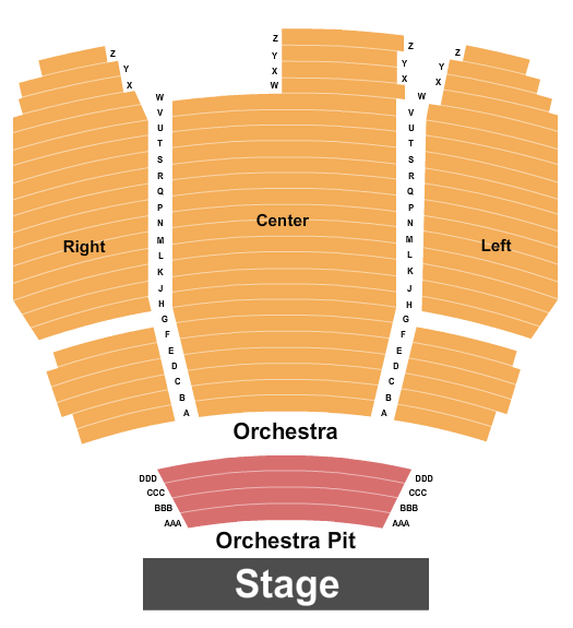 Kingsbury Hall Seating Chart: Endstage Pit - Orchestra Only