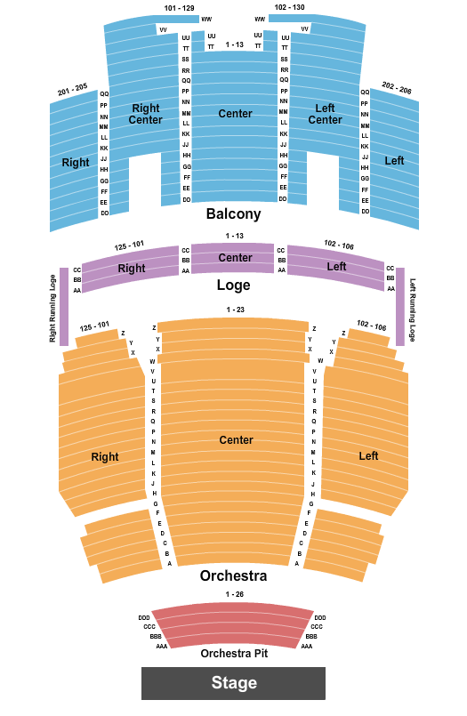 Kingsbury Hall Seating Chart: End Stage