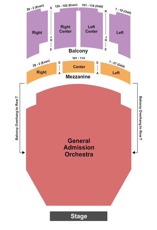 Kirby Center for the Performing Arts Seating Chart: Endstage GA Flr