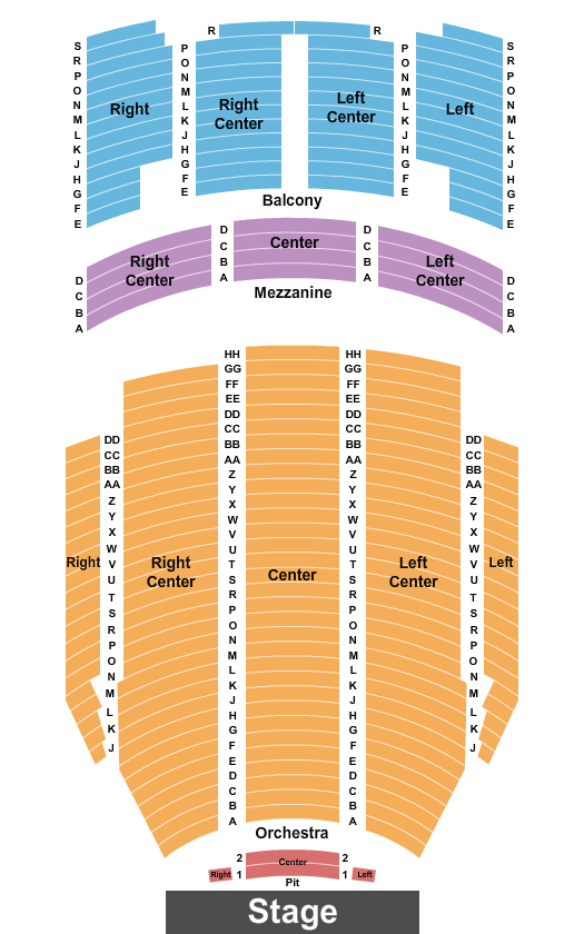 Kirby Center for the Performing Arts Seating Chart: End Stage