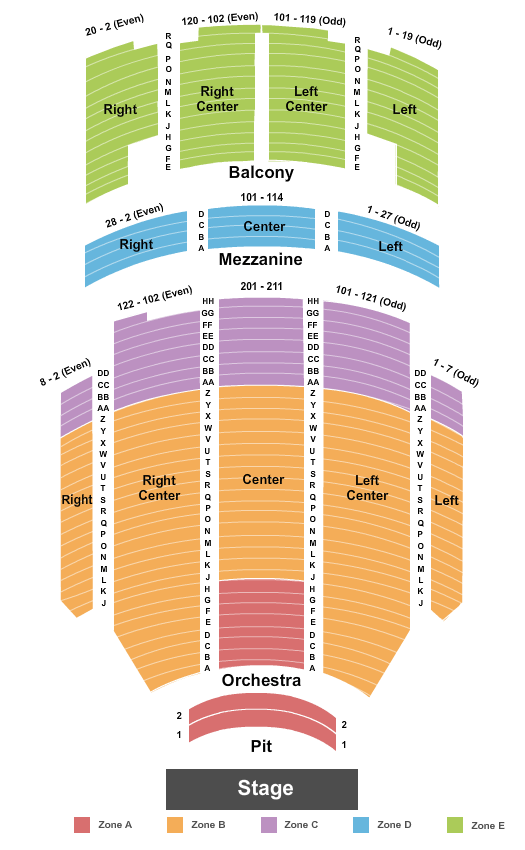 Harris Center Stage 1 Seating Chart