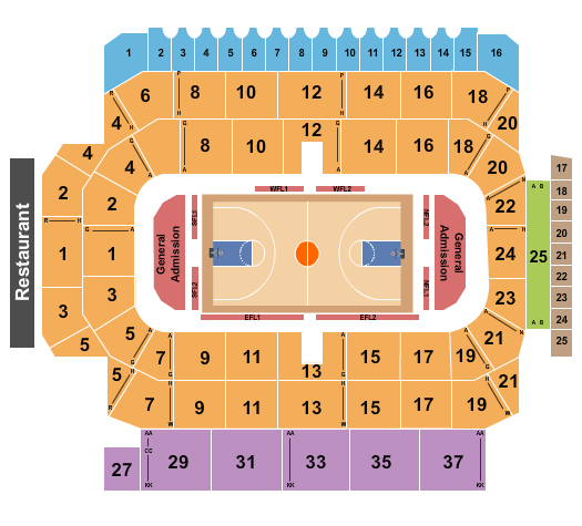 Kitchener Memorial Auditorium Seating Chart: Basketball