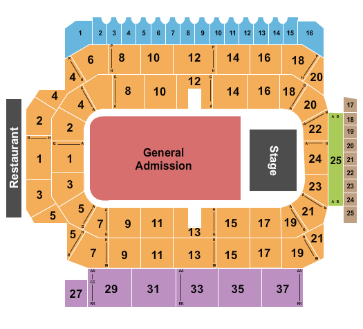 Kitchener Memorial Auditorium Seating Chart: Endstage GA Floor