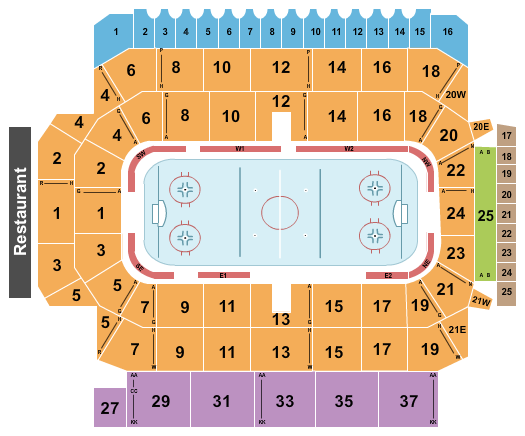 Kitchener Memorial Auditorium Seating Chart: Hockey 1