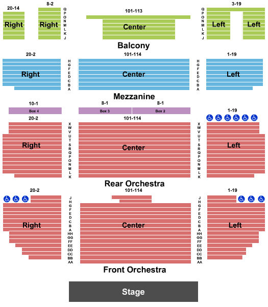 Klein Memorial Auditorium Seating Chart: End Stage