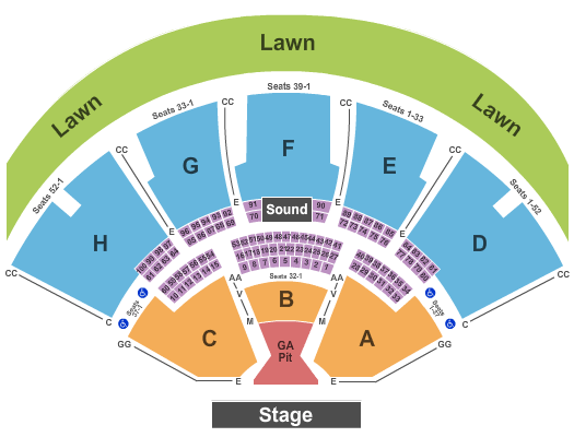 Ruoff Home Mortgage Music Center Seating Chart: End Stage GA Pit (To Row M)