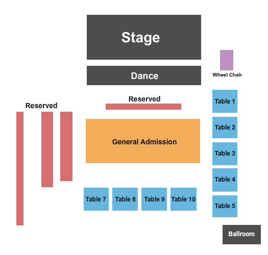 Knuckleheads Saloon Indoor Stage Seating Chart: Endstage 2