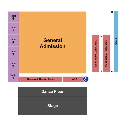 Knuckleheads Saloon Indoor Stage Seating Chart: Endstage 3