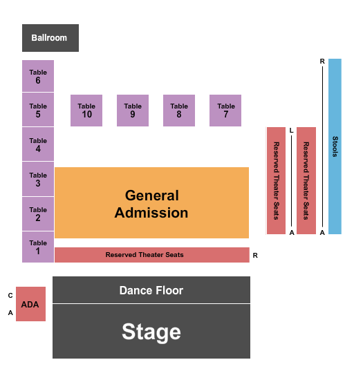 Knuckleheads Saloon Indoor Stage Seating Chart: Endstage 4