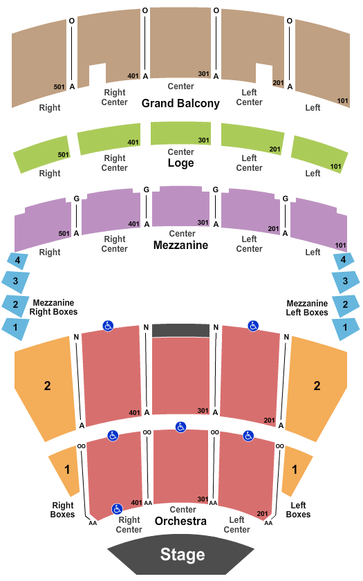 Kodak Hall at Eastman Theatre Seating Chart: End Stage