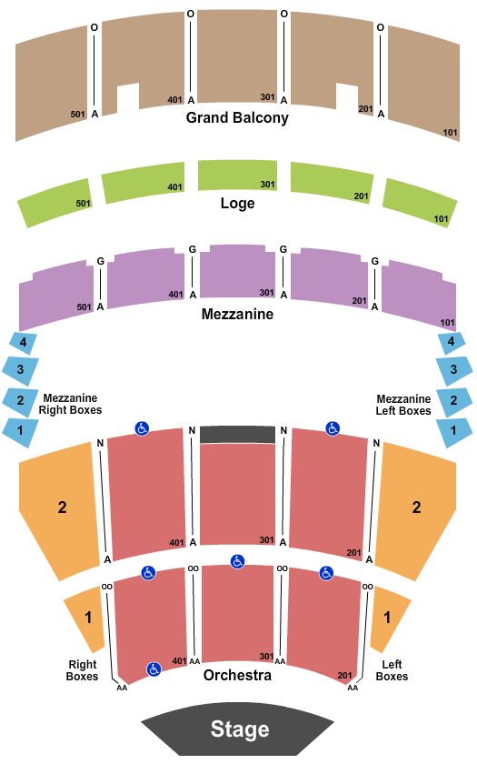 Kodak Hall at Eastman Theatre Seating Chart: End Stage