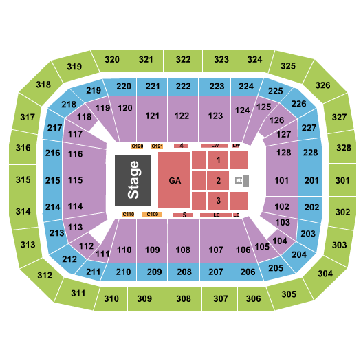 Kohl Center Seating Chart: Endstage GA/Flr 1-3