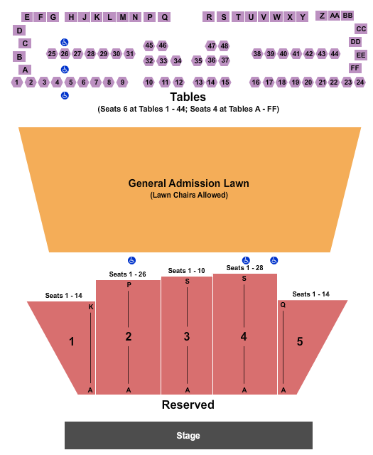 Koka Booth Amphitheatre At Regency Park Seating Chart: Reserved Lawn Tables 3