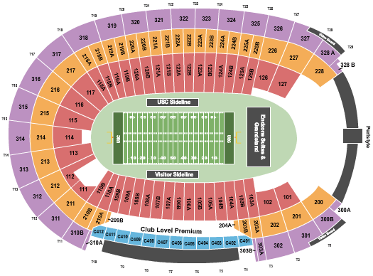 Los Angeles Memorial Coliseum Seating Chart: Football USC