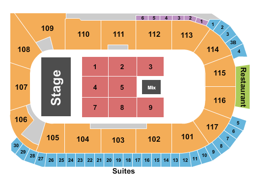 LECOM Events Center Seating Chart: Endstage 2