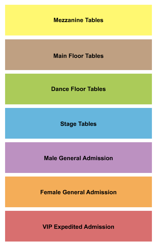 LIV At Fontainebleau Seating Chart: Male/Female/Tables/VIP