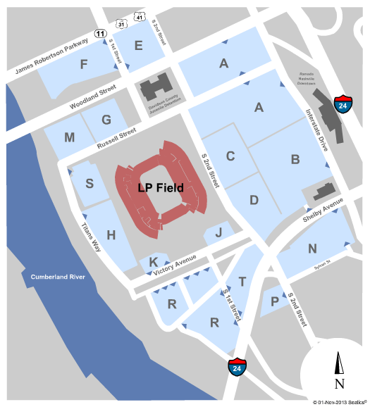 Nissan Stadium Parking Lots Map