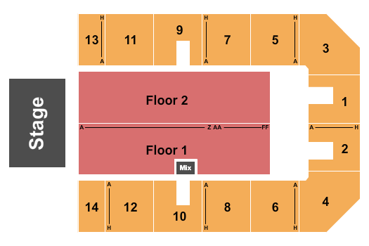 La Porte Civic Auditorium Seating Chart: Endstage Floor 1 & 2