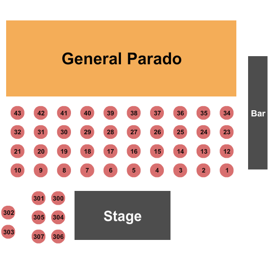 La Scala de Miami Seating Chart: Endstage Tables/GA