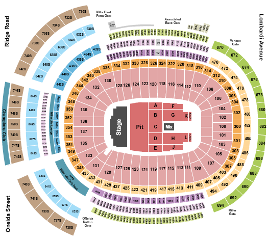 Lambeau Field Seating Chart: Endstage Pit
