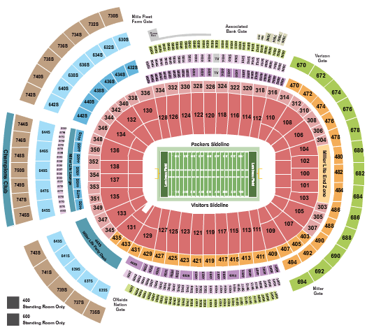 Green Bay Packers Interactive Seating Chart