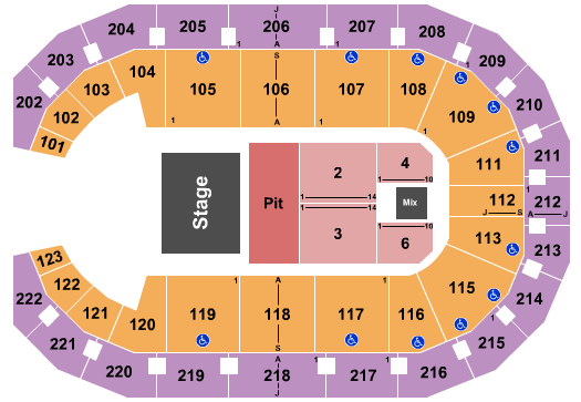 Landers Center Seating Chart: Half House w/Pit