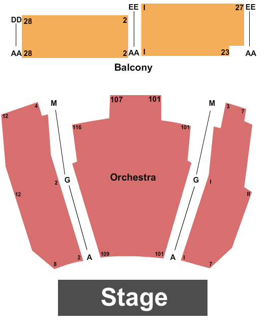 Landmark on Main Street Seating Chart: End Stage