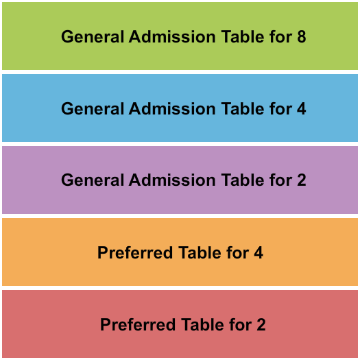 Laugh Out Loud Comedy Club Seating Chart: GA & Preferred Table