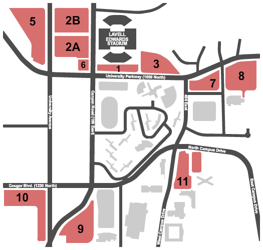 LaVell Edwards Stadium Parking Lots Seating Chart: Lavell Edwards Stadium Parking Lots