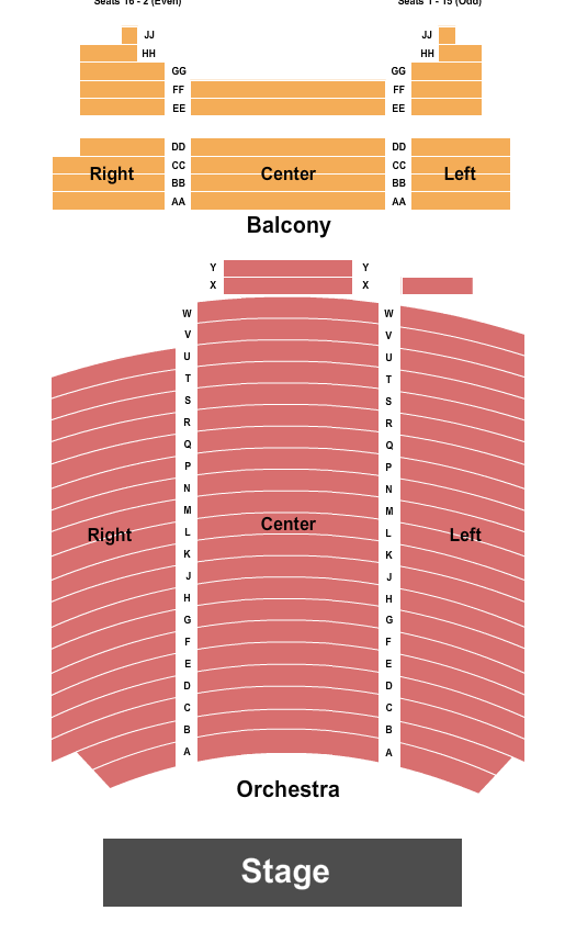 Lebanon Opera House Seating Chart: End Stage