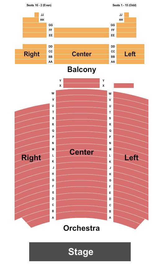 Lebanon Opera House Seating Chart: End Stage