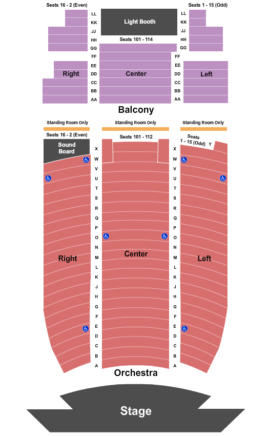 Lebanon Opera House Seating Chart: End Stage