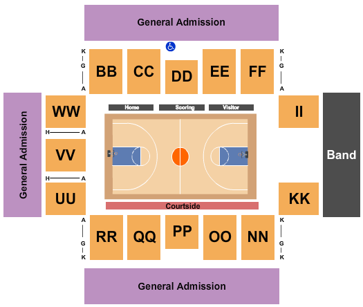 Lee Williams Athletics & Assembly Center Seating Chart: Basketball