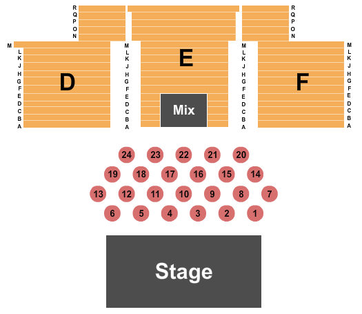 Legends Casino Event Center Seating Chart: Endstage with Tables