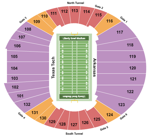 Simmons Bank Liberty Stadium Seating Chart: Liberty Bowl