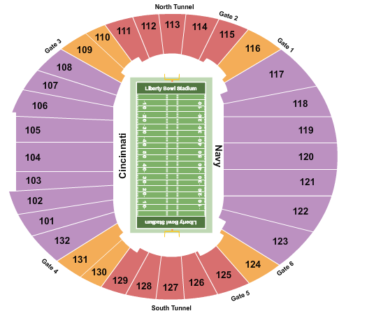 Simmons Bank Liberty Stadium Seating Chart: Liberty Bowl
